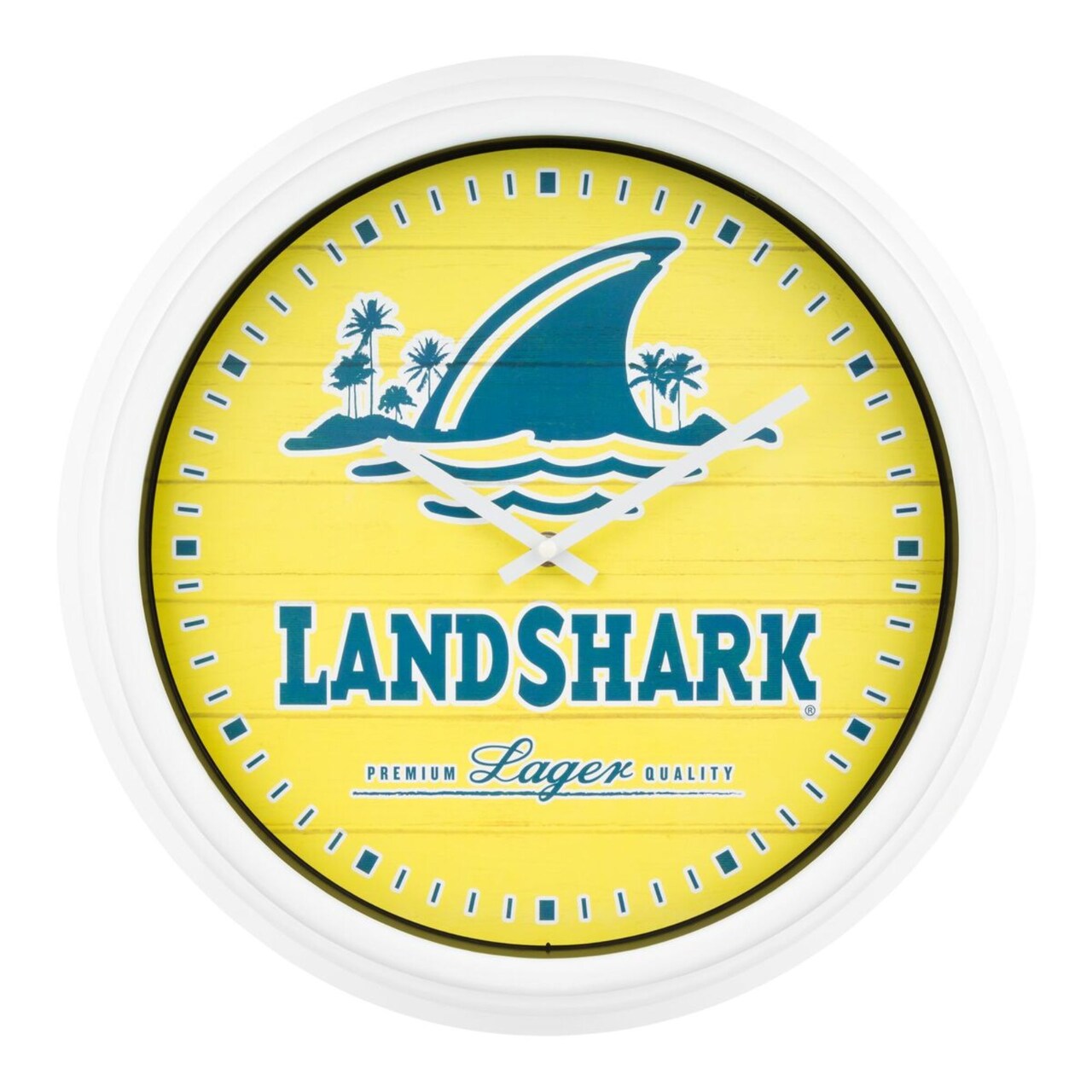 La Crosse Technology 15.75" Yellow and White Contemporary Round Landshark Wall Clock